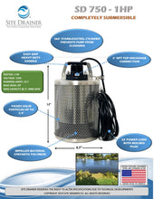 Load image into Gallery viewer, Brochure for Site Drainer Stainless Steel SD 750 1Hp Non clogging Electric submersible dewatering pump and trash pump