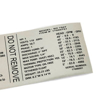 Load image into Gallery viewer, Cord Tag for Site Drainer Stainless Steel SD 750T 1Hp Non clogging Electric submersible dewatering pump and trash pump with External Tethered Automatic On Off Float